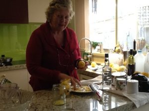 Peeling lemons with a potato peeler