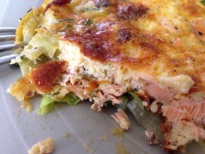 Zucchini, chorizo & Salmon frittata