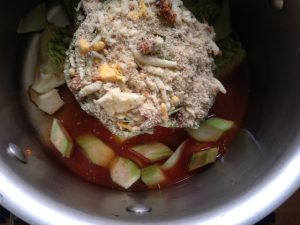 in the pot with sauce